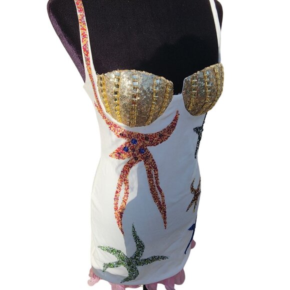 Luxury Cocktail Party Beaded Wedding Evening Crystals Runway Designer Prom Dress - Picture 12 of 16